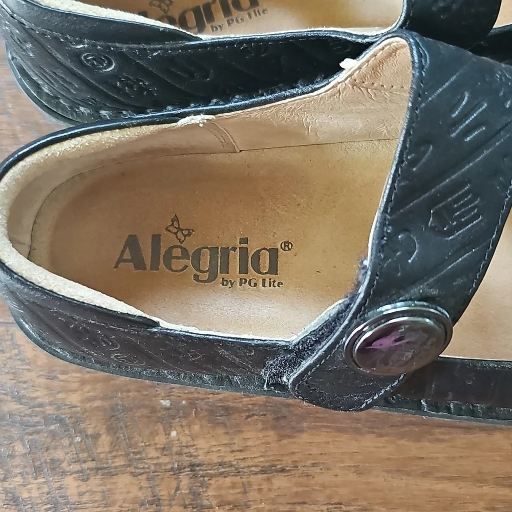 Alegria Black Leather Mary Jane Shoes